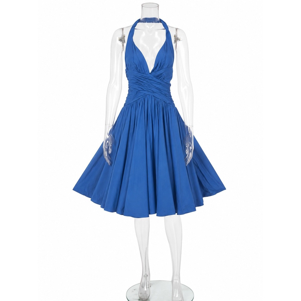 BCBG MaxAzria Blue Halter Dress SKUW677‎